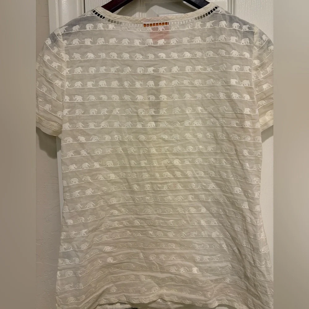 Tory Burch Cream Textured Women's Top - Picture 3 of 3